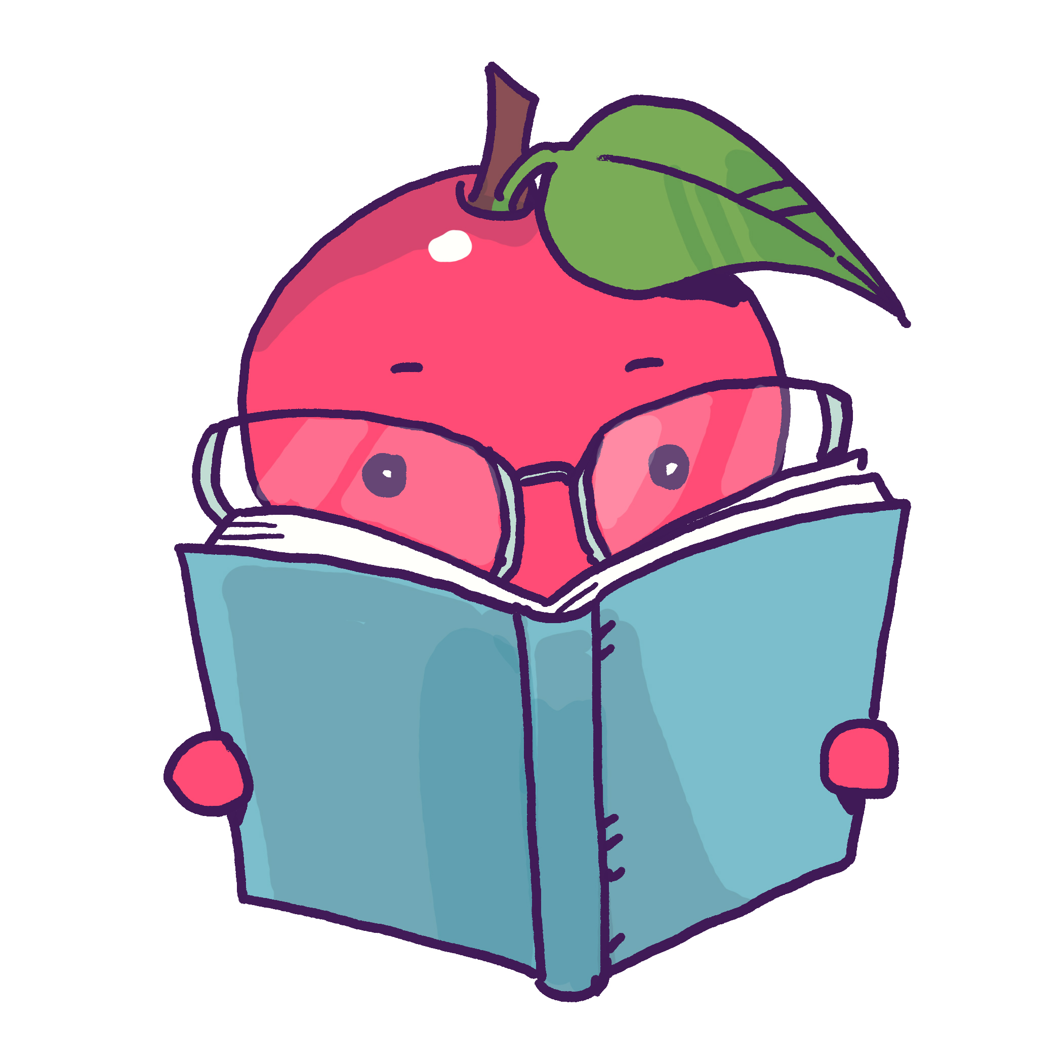 apple reading a book