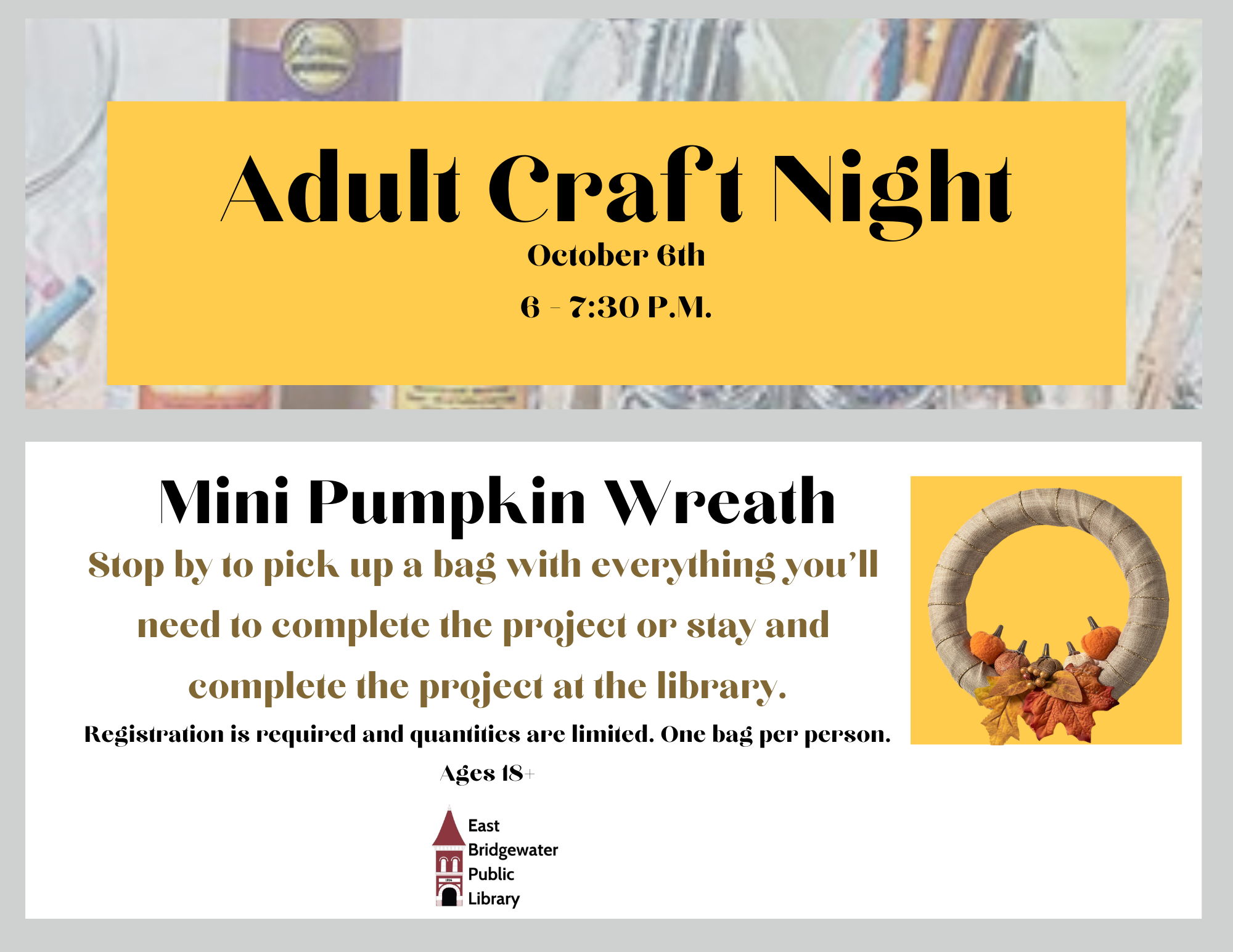 October adult craft night flyer