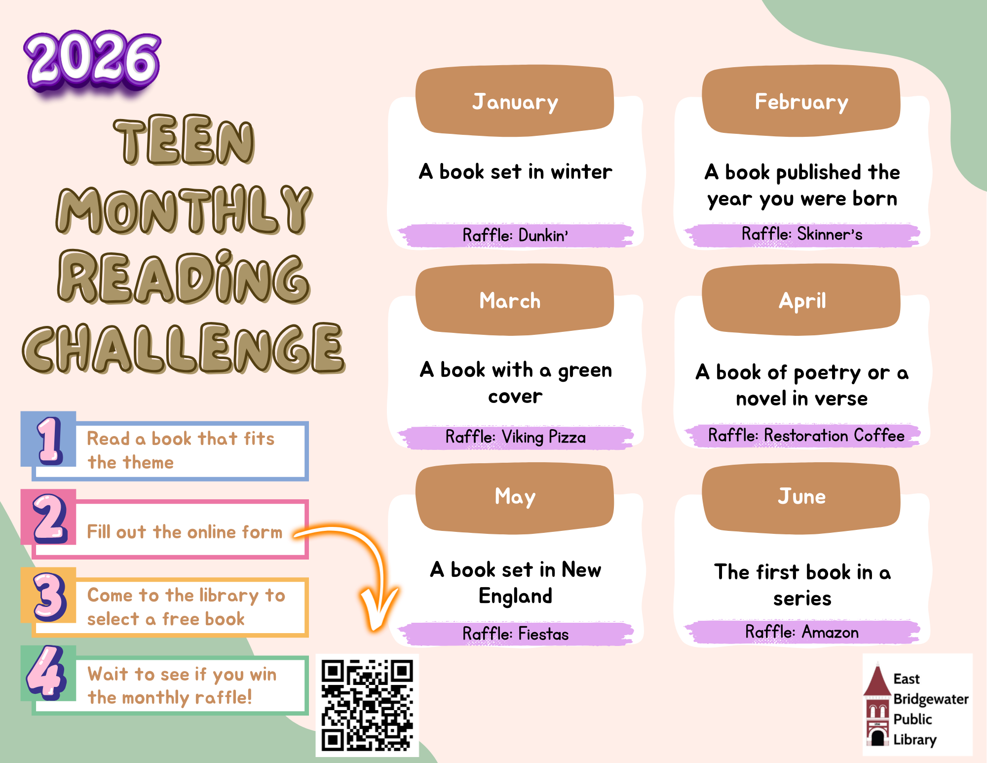 Flyer advertising Teen Monthly Reading Challenge