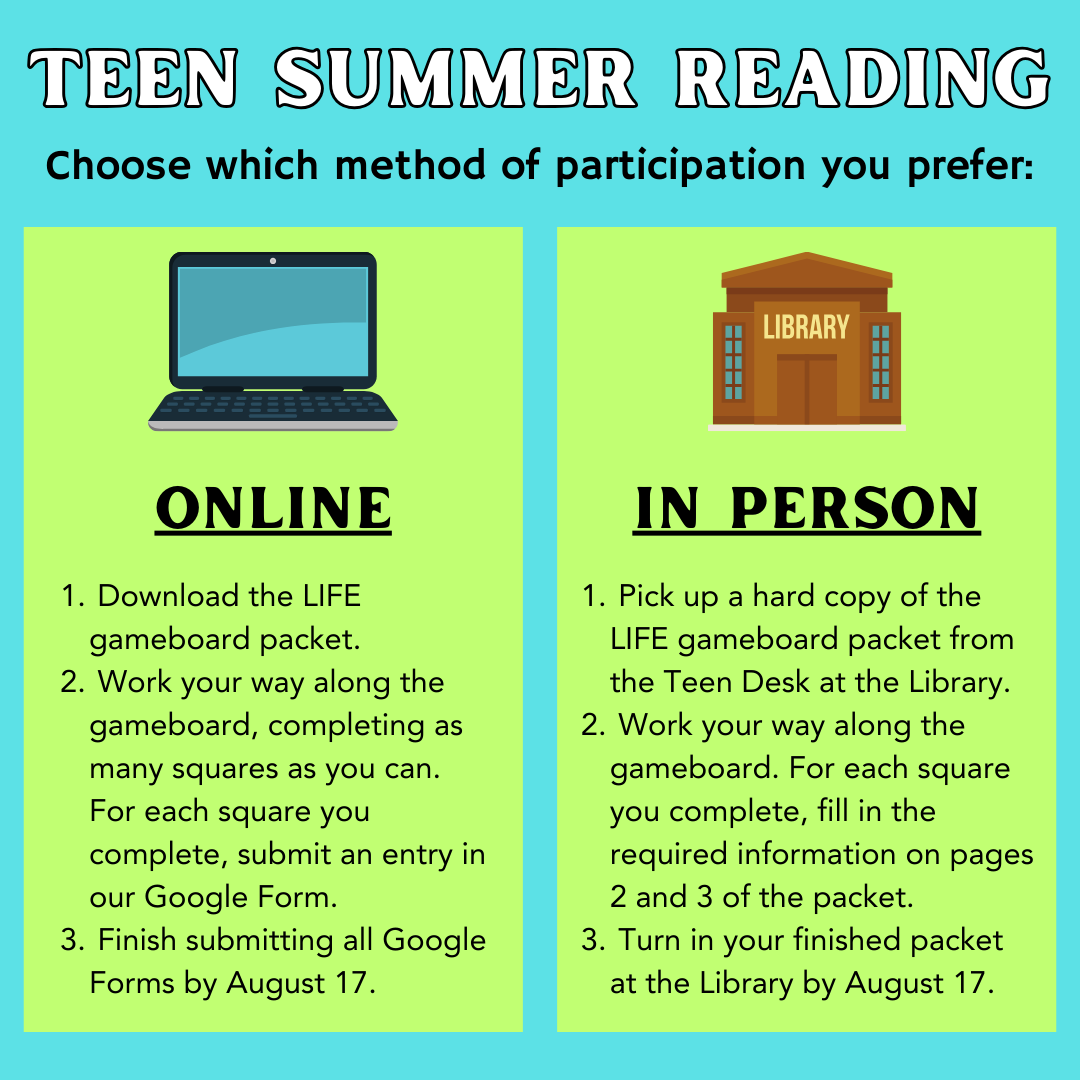 Teen Summer Reading instructions