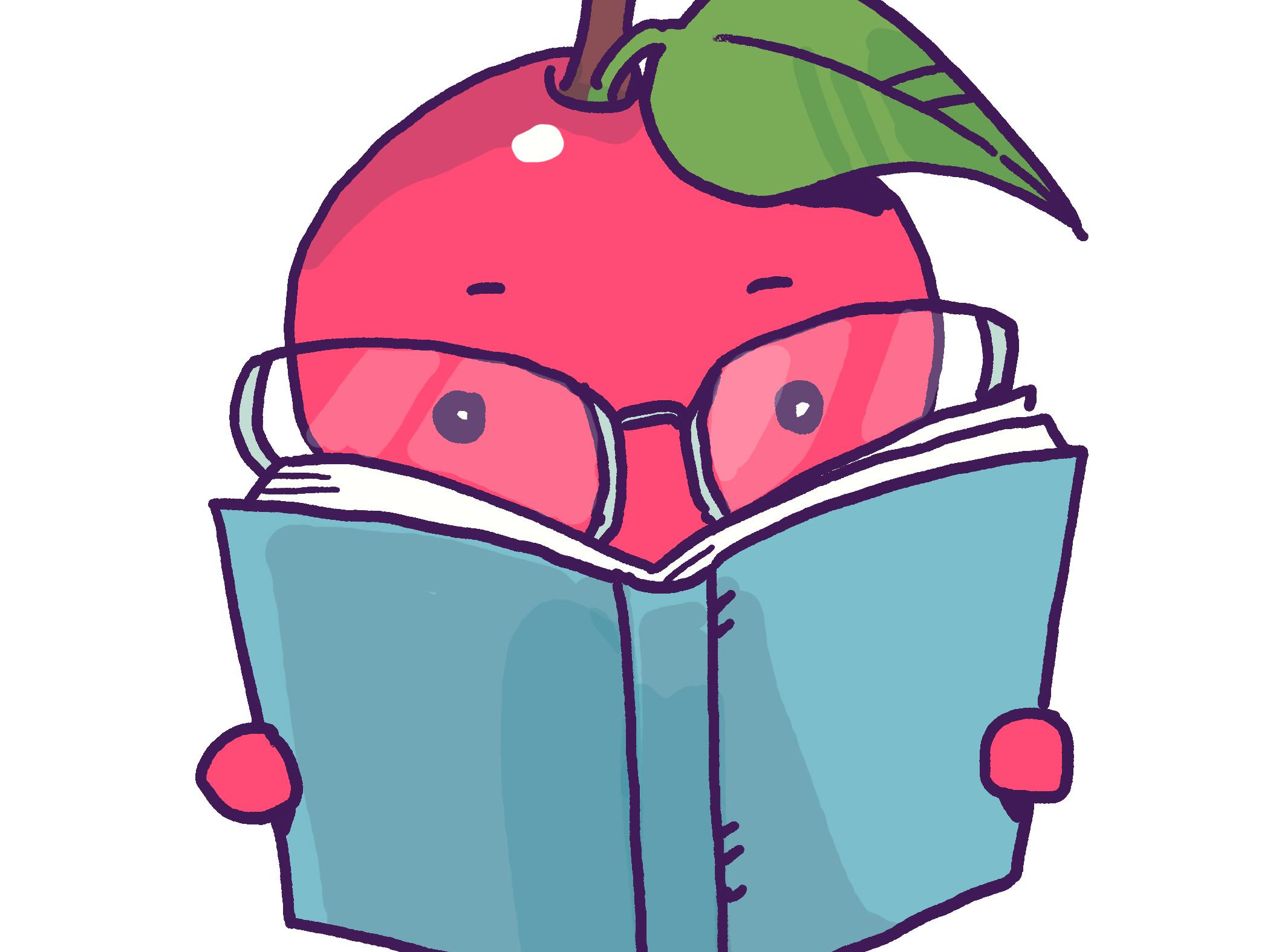 apple reading a book